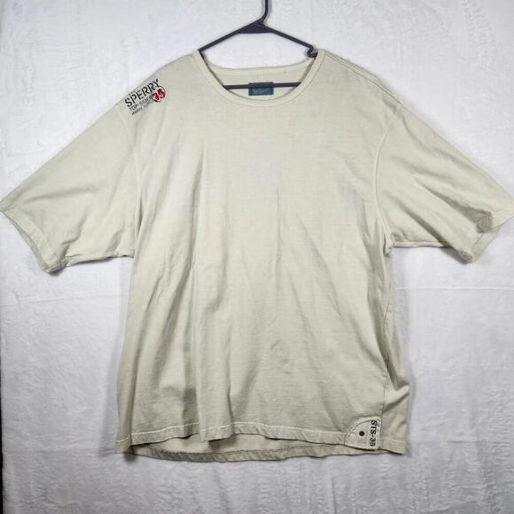 Vintage Sperry Top Sider Logo‎ Heavyweight Tshirt Off White Mens Size XL